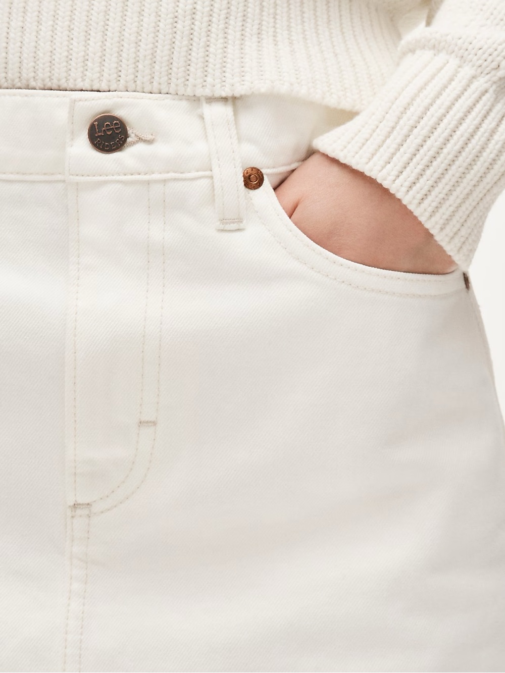 Lee® X J.Crew denim skirt in Vintage White Wash Size 27 NWT $148 CV153 - Picture 3 of 10